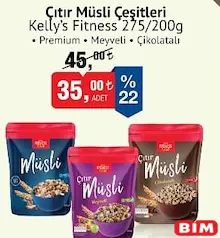 KELLY'S FİTNESS ÇITIR MÜSLİ ÇEŞİTLERİ 275 G